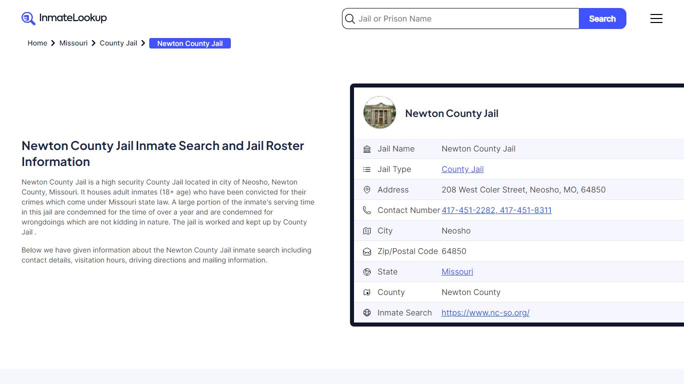Newton County Jail Inmate Search and Jail Roster Information
